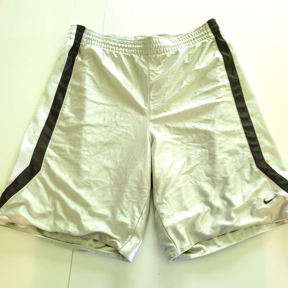 Vintage Nike Mens ~Large Dazzle Reversible Basketball Shorts Silver
